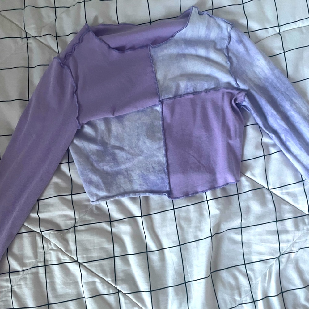 purple long sleeve trending inside out seam
